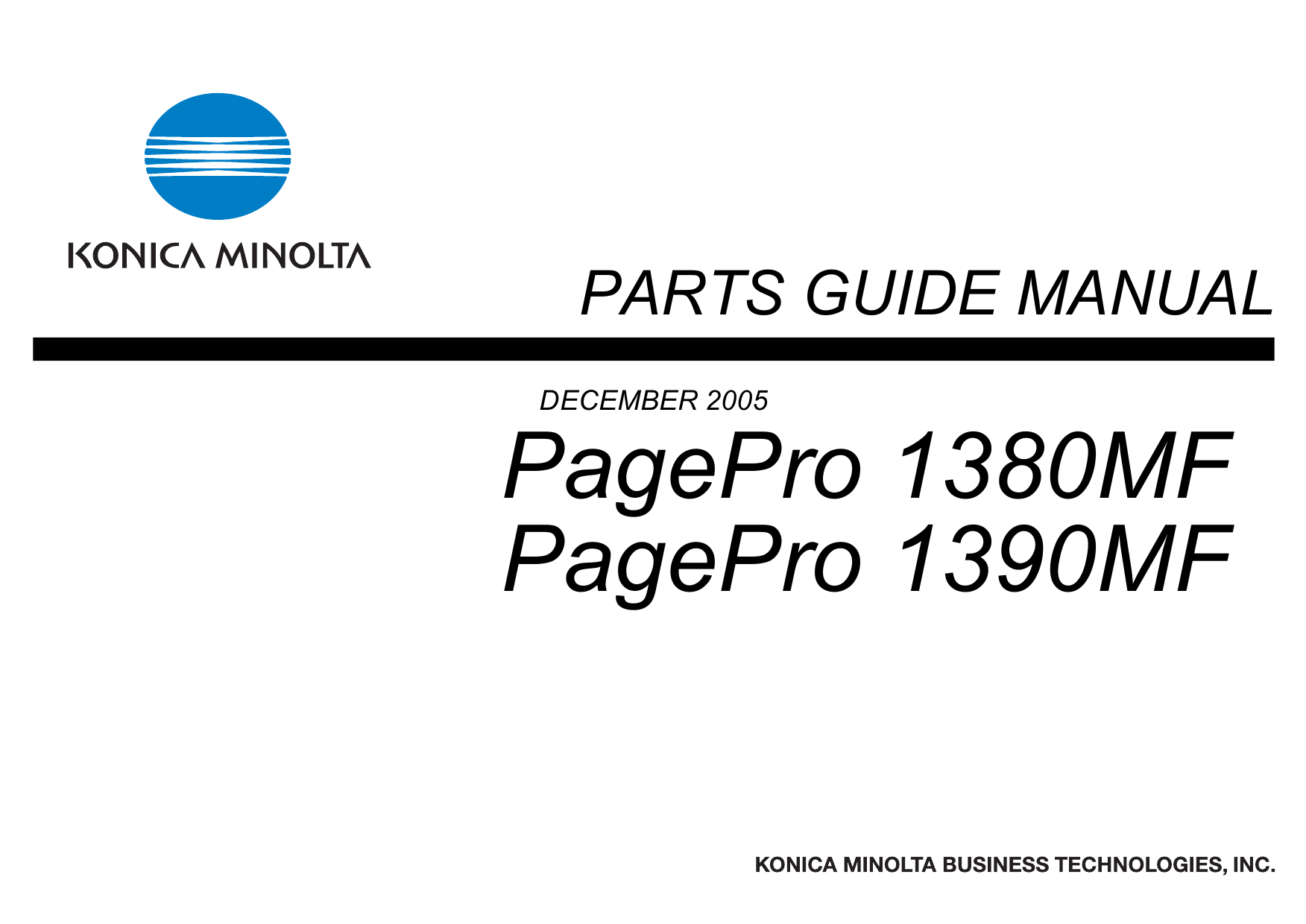 Konica-Minolta pagepro 1380MF 1390MF Parts Manual-1